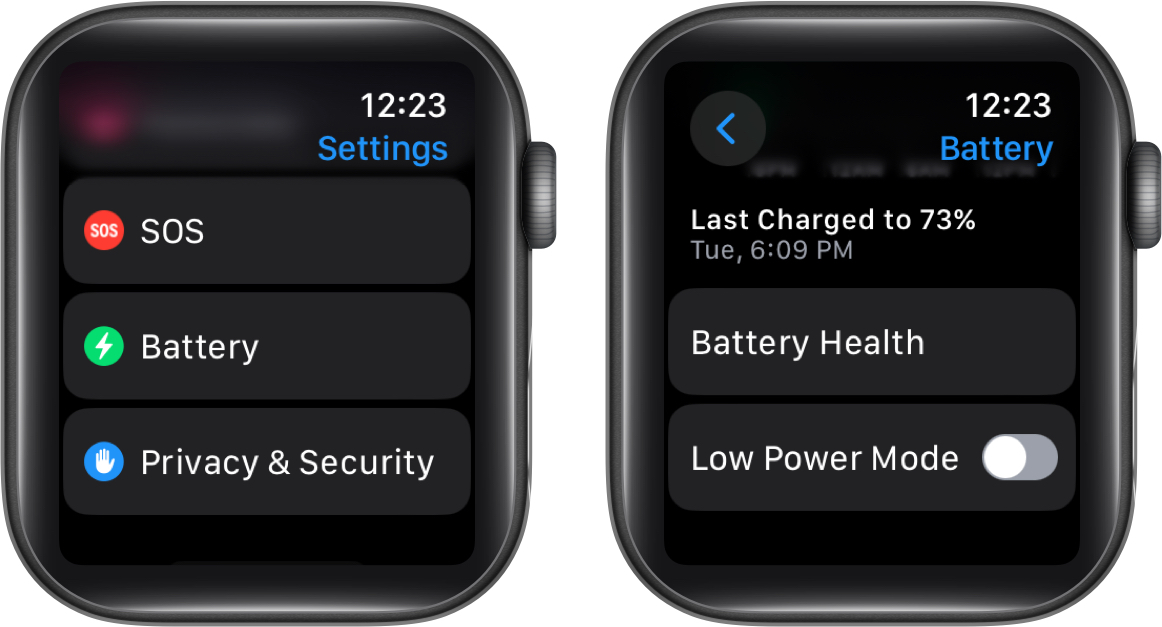 Select Battery battery Health