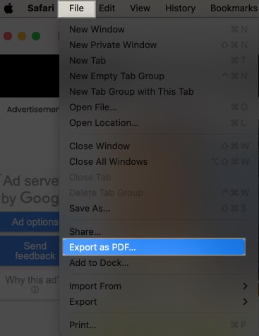 Tap File Export as PDF