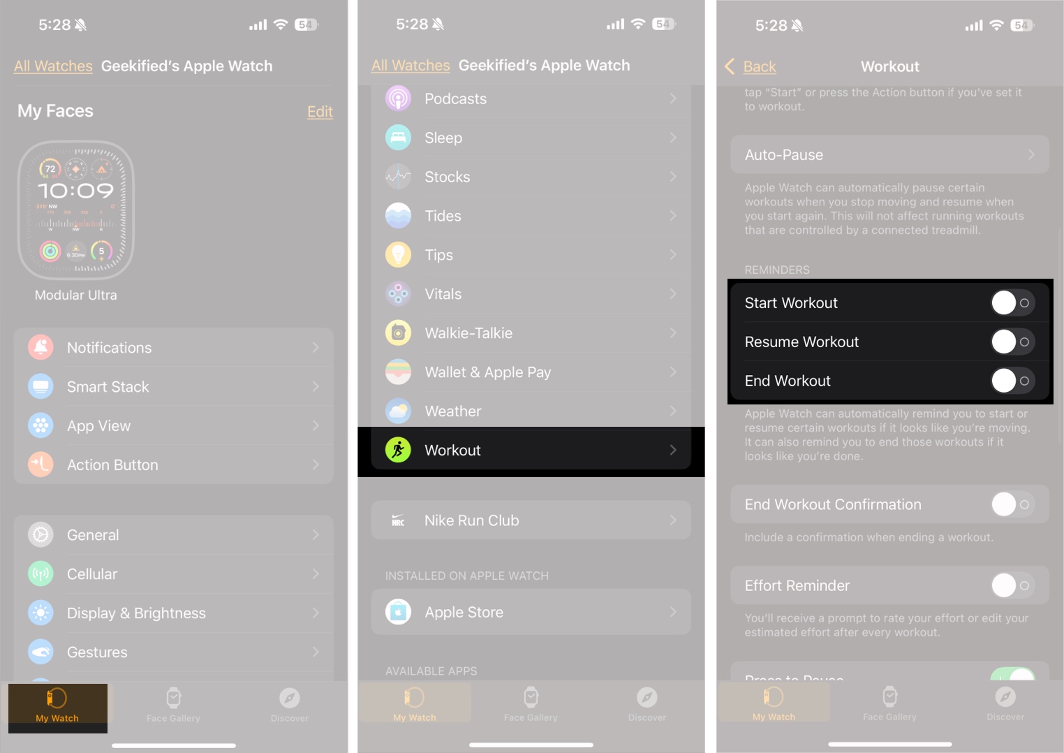Disable Automatic Workouts on Apple Watch from iPhone