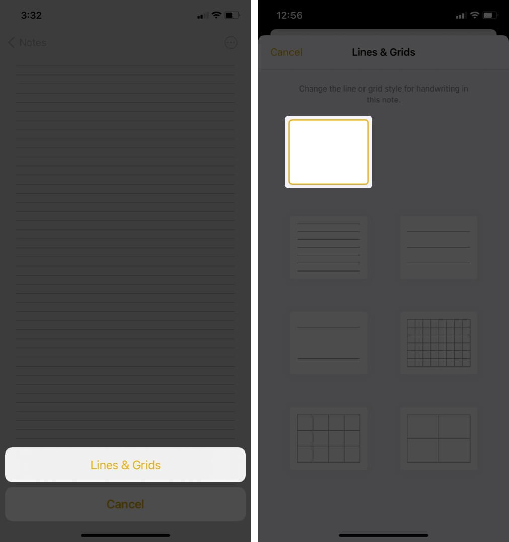 remove lines  grids from a notes app