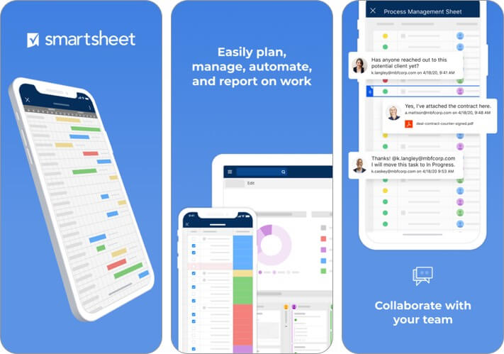 smartsheet teams  projects management iphone and ipad app screenshot