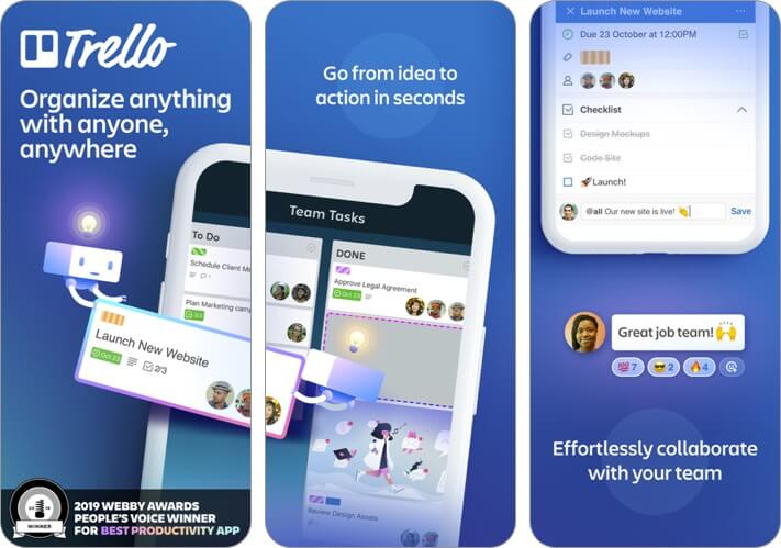 trello organize anything iphone and ipad team management app screenshot