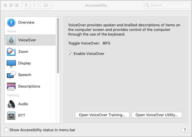 From the sidebar on the left select Voice Control and check Enable Voice Control