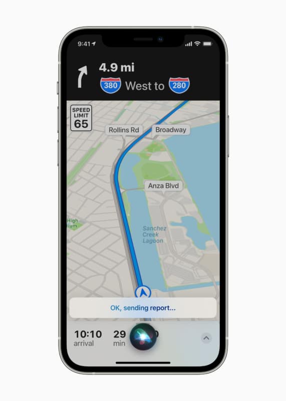Report speed checks traffic accidents or hazards in Apple Maps using Siri