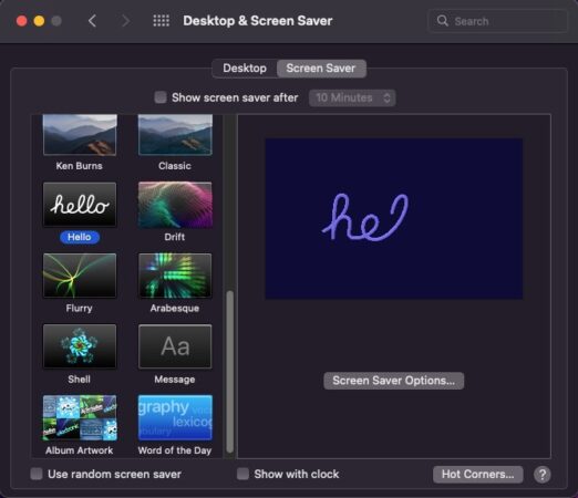 M1 iMac Hello screensaver in macOS Monterey