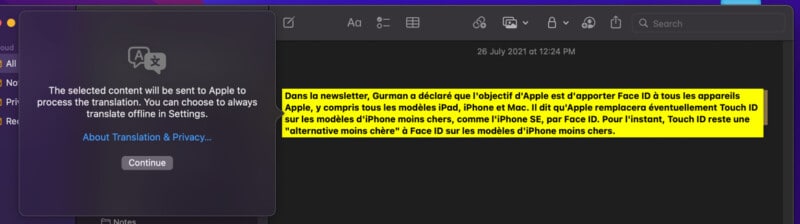 System wide translation in macOS Monterey