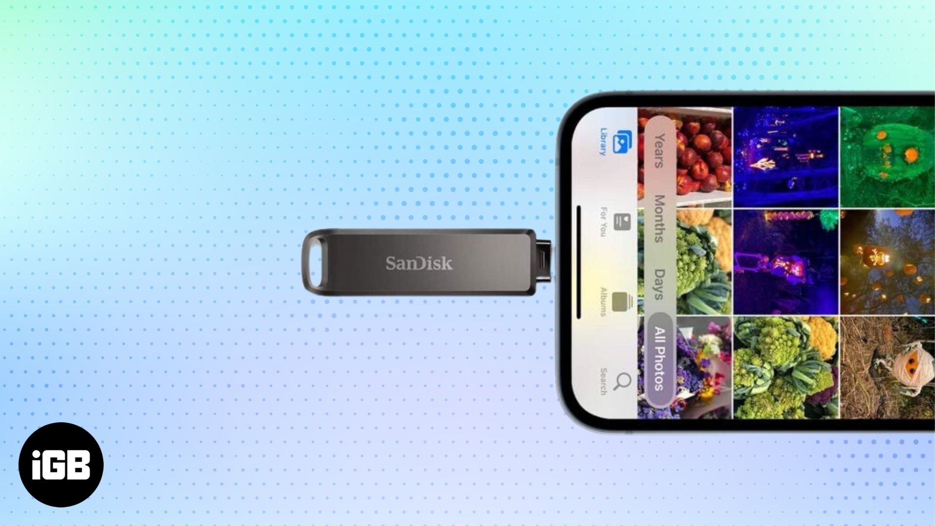 Transfer photos from iPhone to external drive