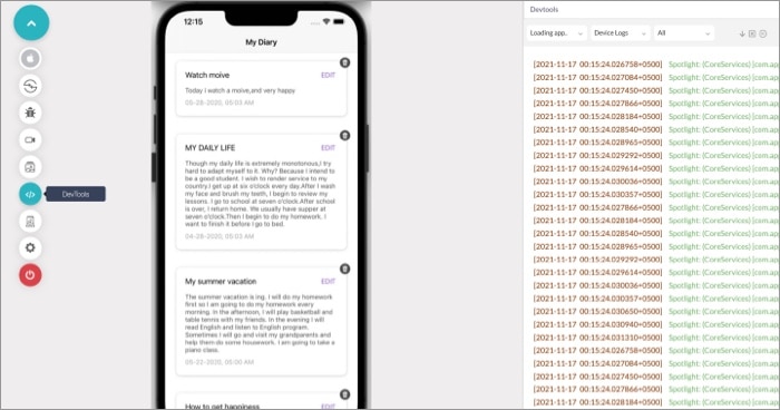 Real time debugging with LambdaTest iOS emulator