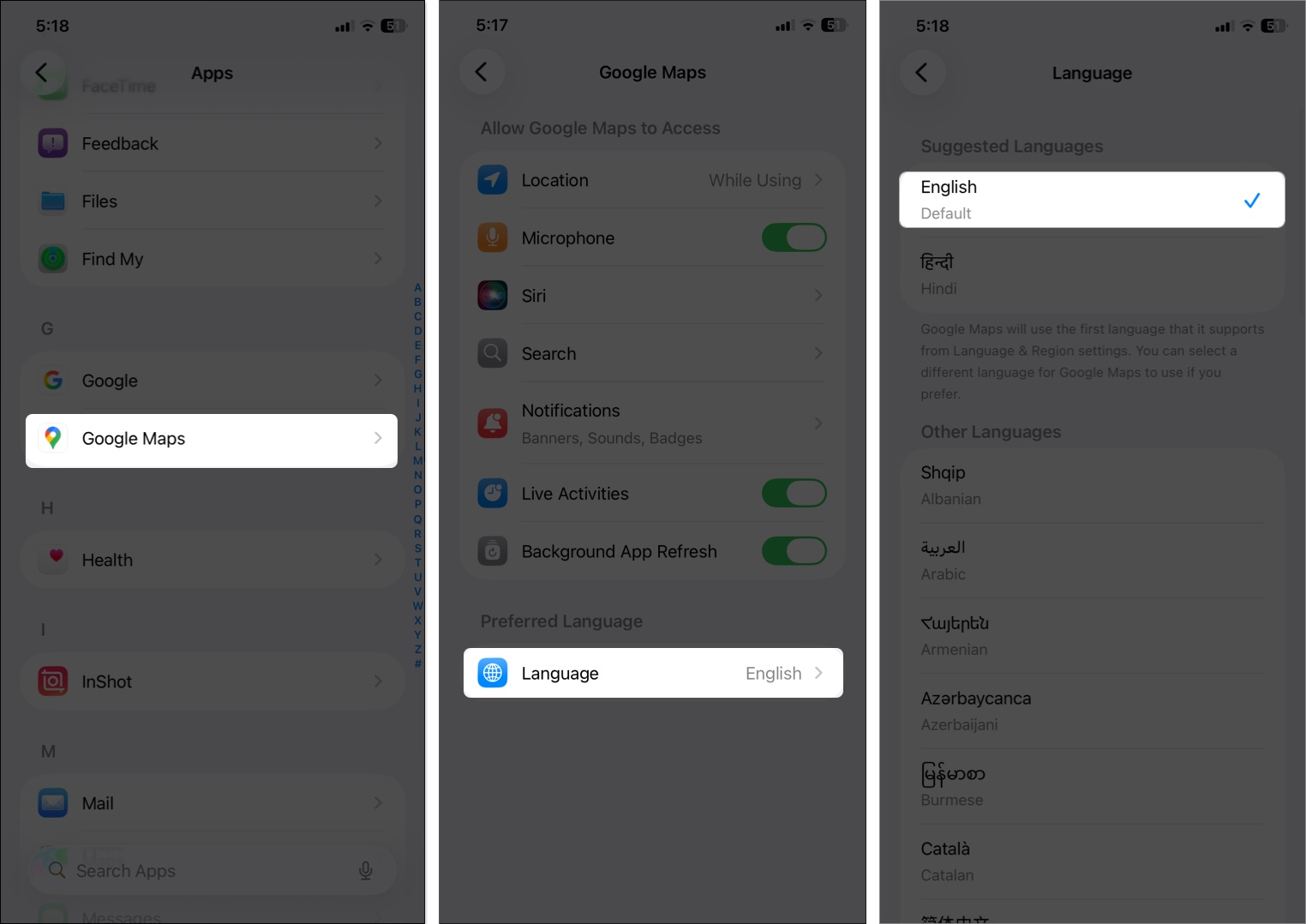 Change navigation voice on google maps
