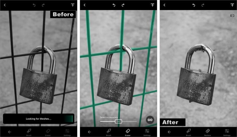 Quick and smart mesh removal with TouchRetouch app