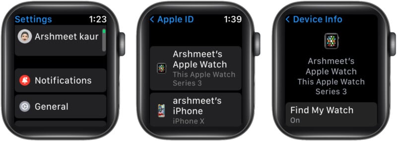 Enable find my on apple watch