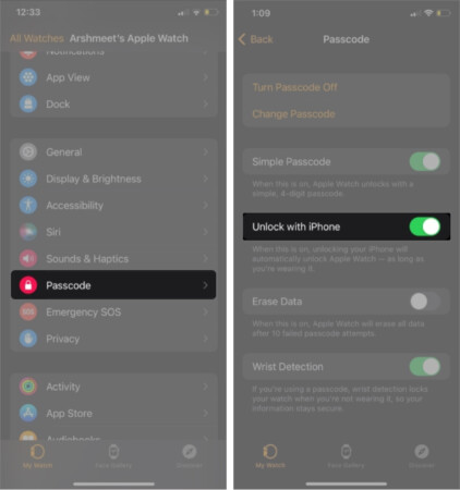 Enable unlock with iphone
