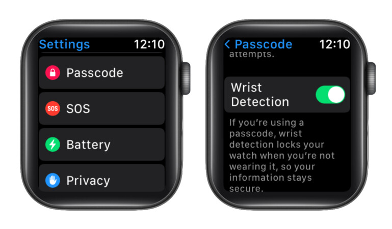 Enable wrist detection feature on apple watch