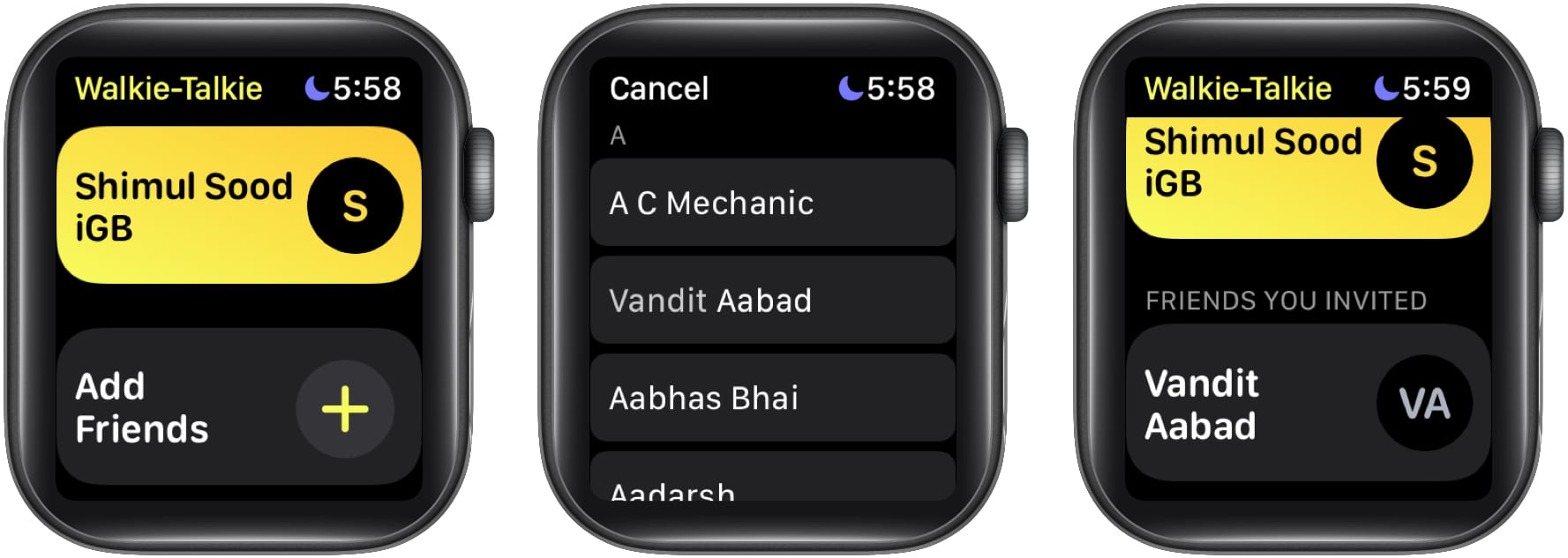 Add friends to Apple Watch Walkie Talkie