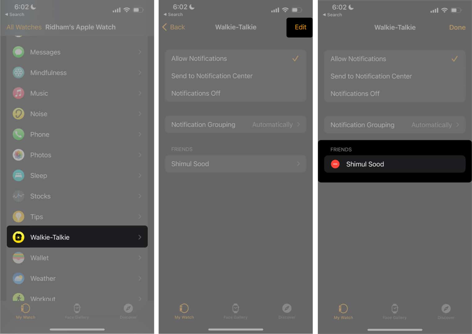 Remove friends from the Walkie Talkie app on iPhone