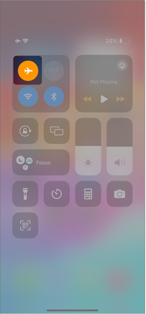 Access Control Center Turn on and off Airplane Mode