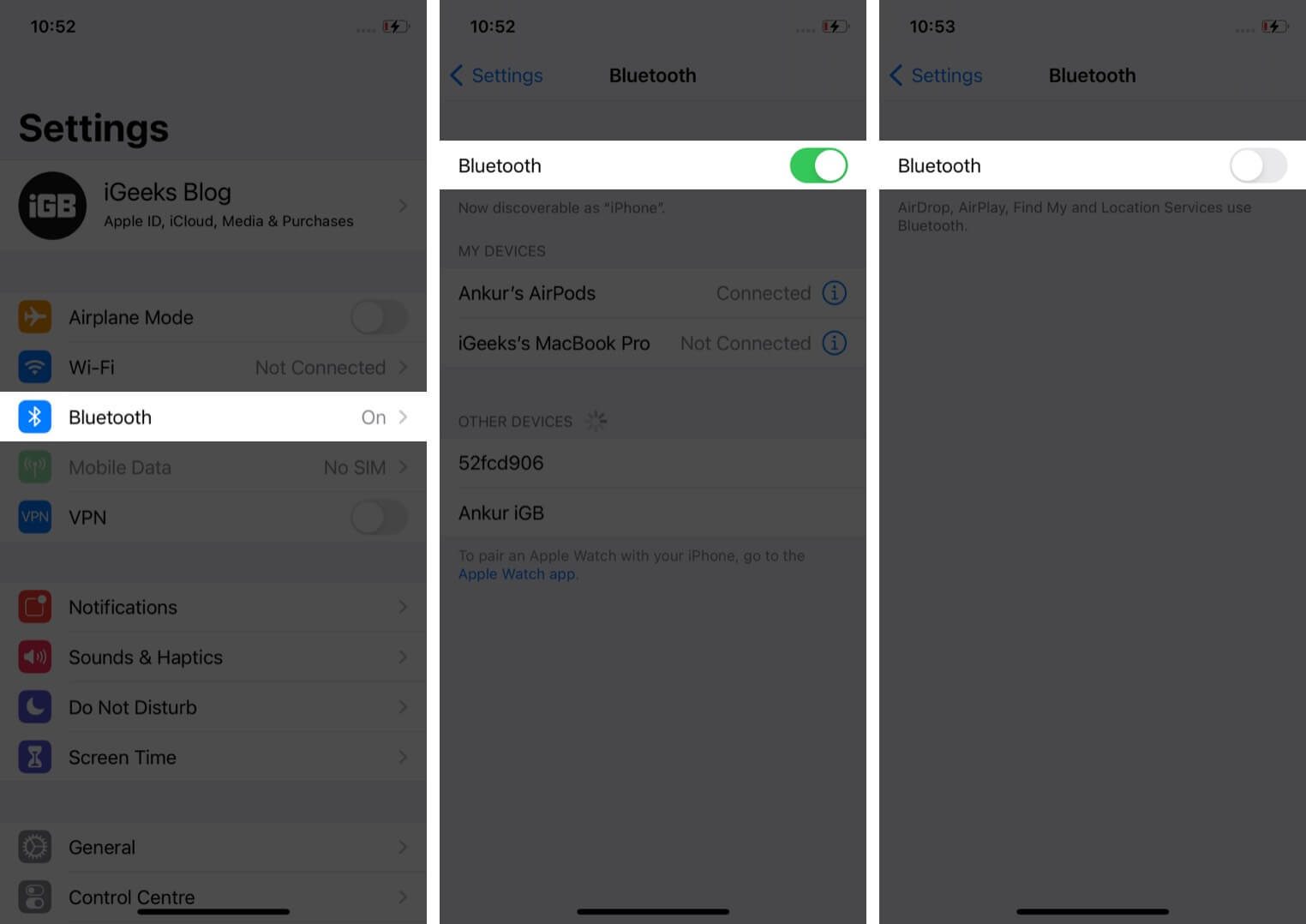 turn off bluetooth on iphone