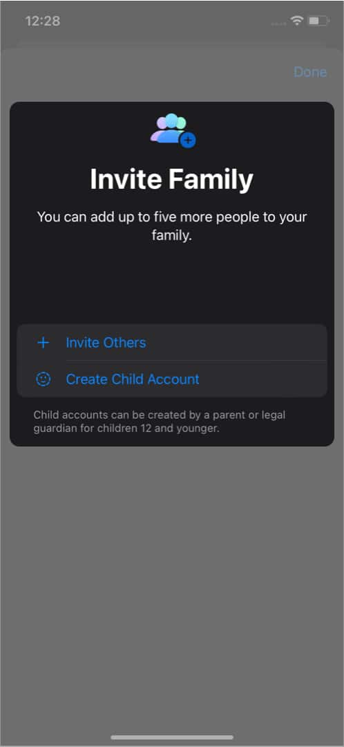 Invite family members to set up Family sharing on iPhone