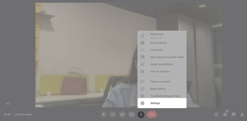 Navigate to Settings in Google meet on Mac