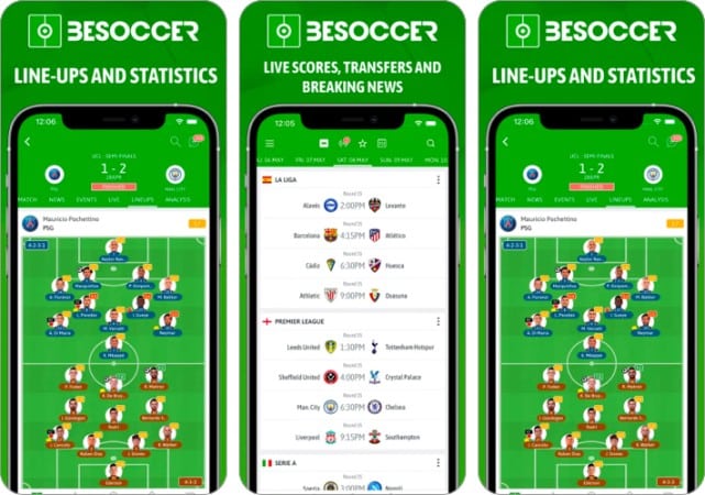BeSoccer football app for iPhone