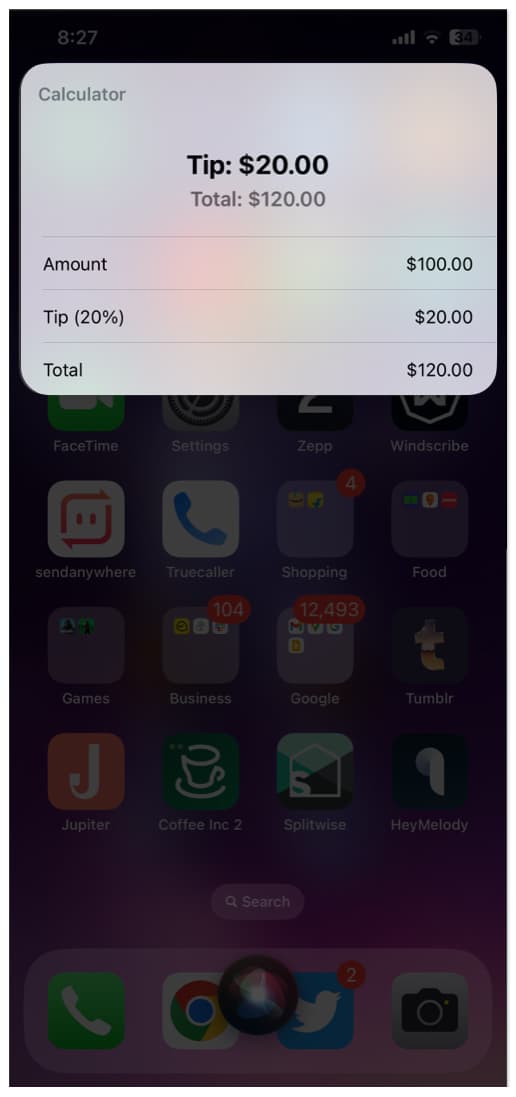 Use Siri to calculate tips on iPhone