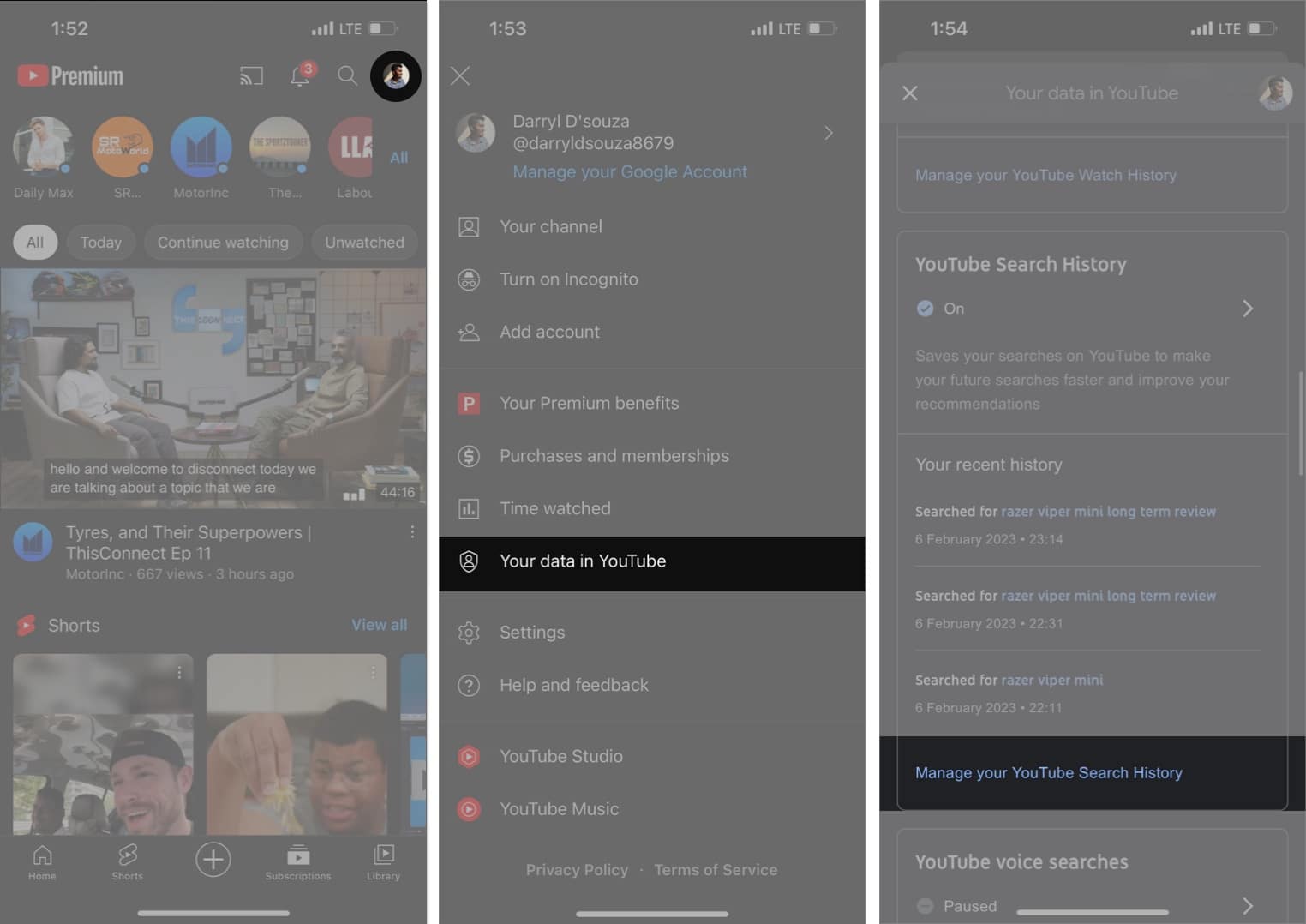 Disable personalized YouTube ads open Youtube app Tap your profile tap Your data in YouTube tap Manage your YouTube Watch History