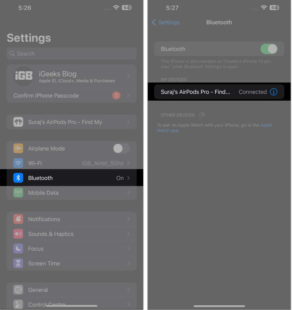 Launch the Settings app on your iPhone tap Bluetooth