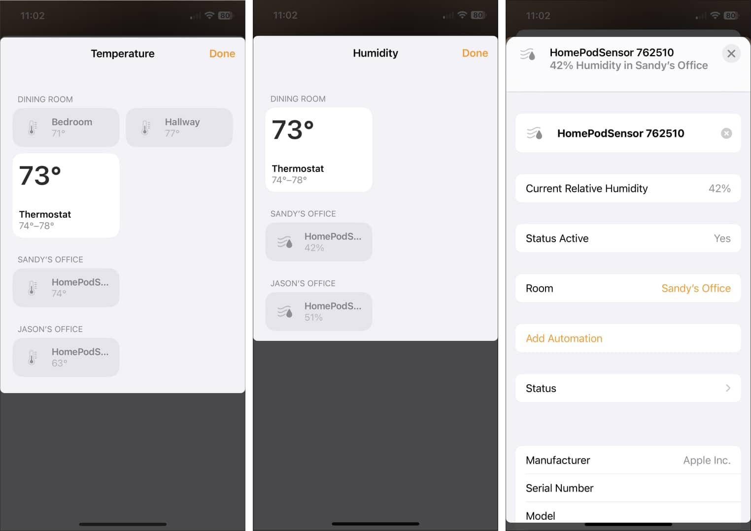 View climate readings on iPhone iPad and Mac