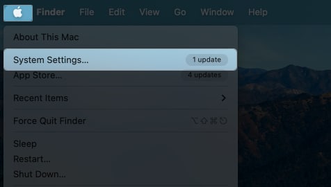 Click Apple logo then select System Settings on Mac