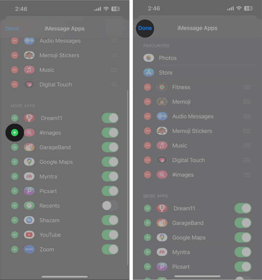 Tap the plus icon and done in iMessages