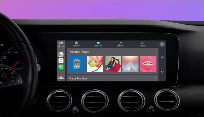 In car experience using Apple Music