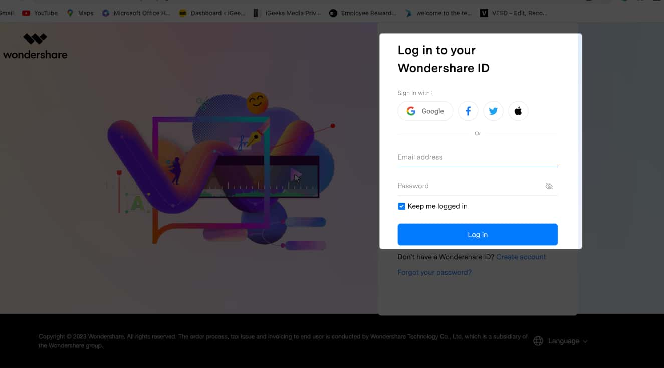 Register for a new account in DrFone