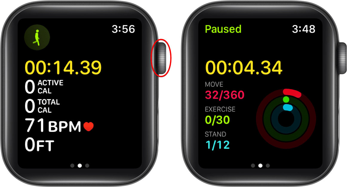 Rotate the Digital Crown to see another metric check more Workout Views