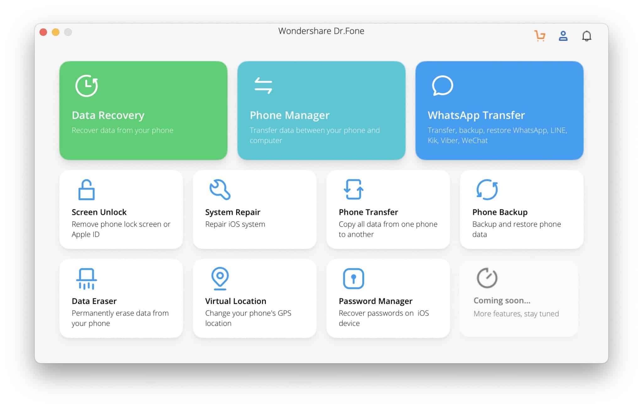 Wondershare DrFone Design and user interface