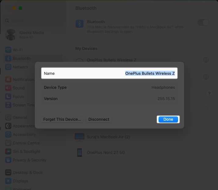Change Bluetooth Accessory name