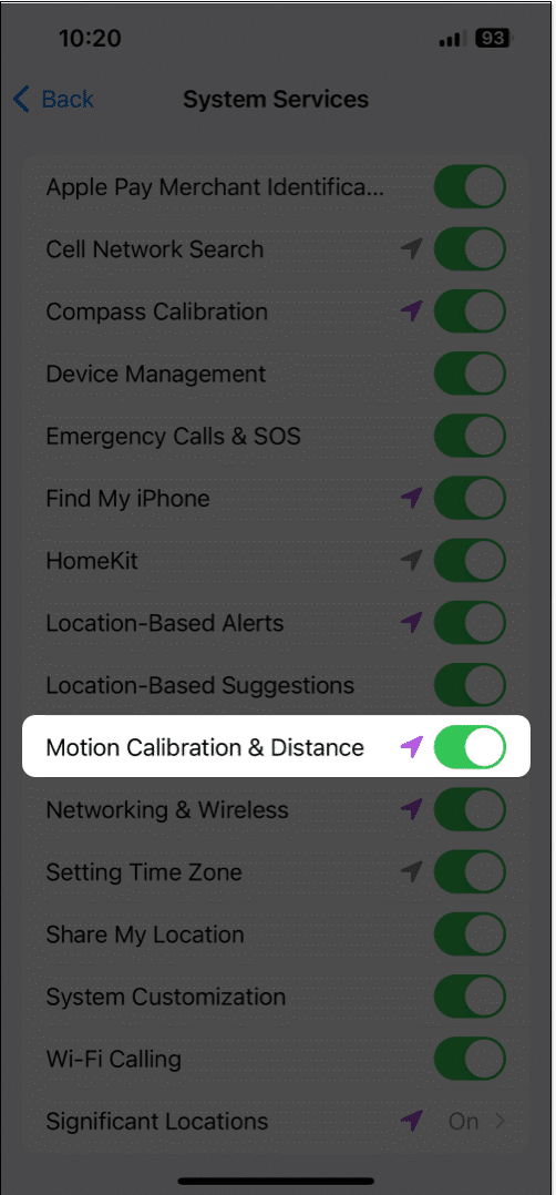 Toggle on Motion Calibration  Distance