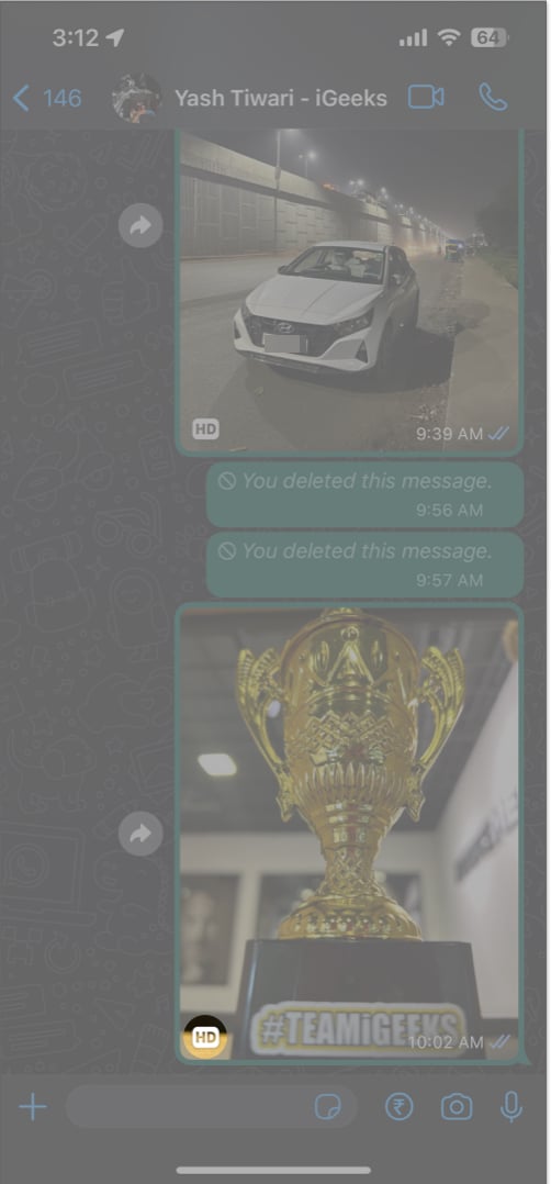 HD icon for the shared image in WhatsApp