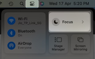 Tap on Control Center icon select Focus