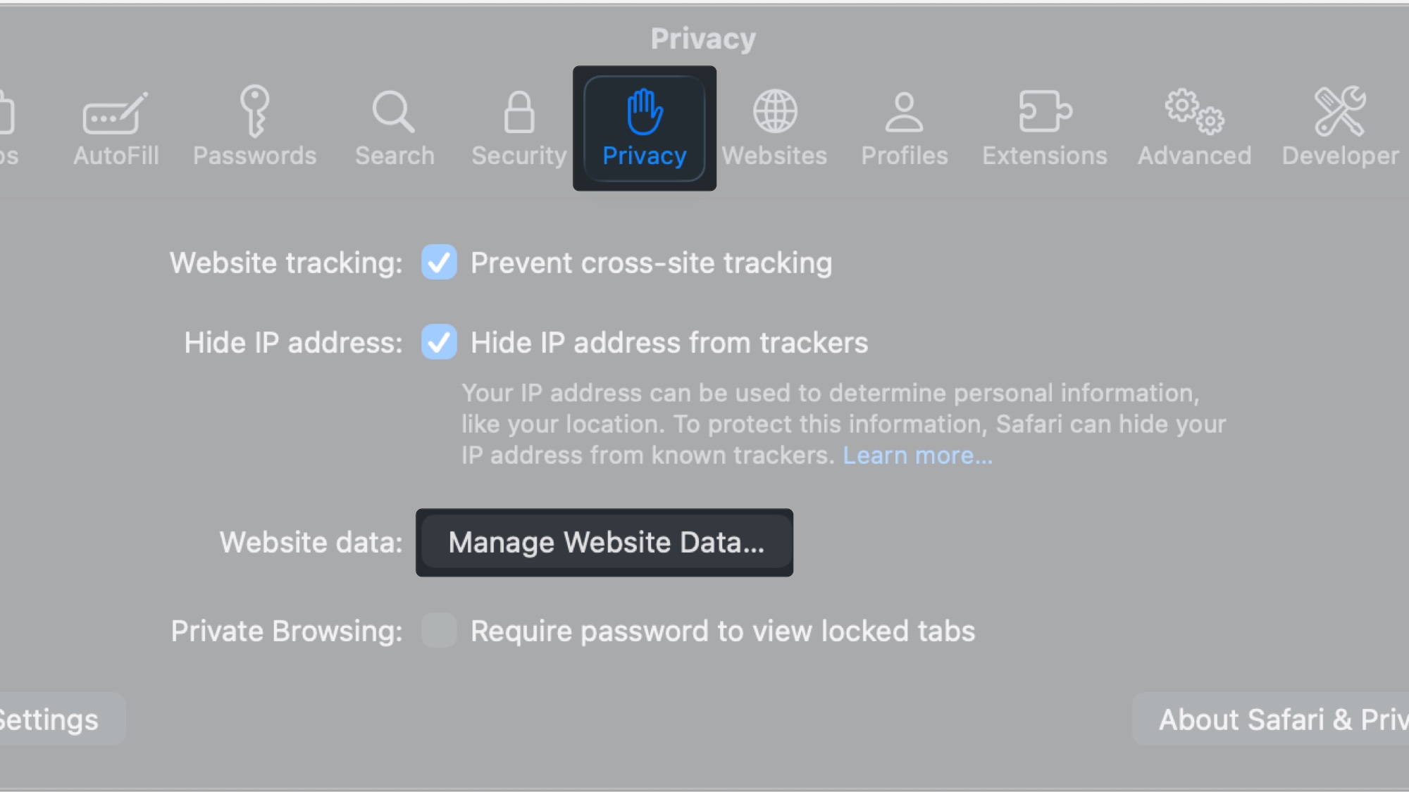 How to clear data for a single website