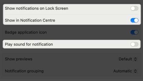 toggle off show notifications on lock screen play sound for notification in settings