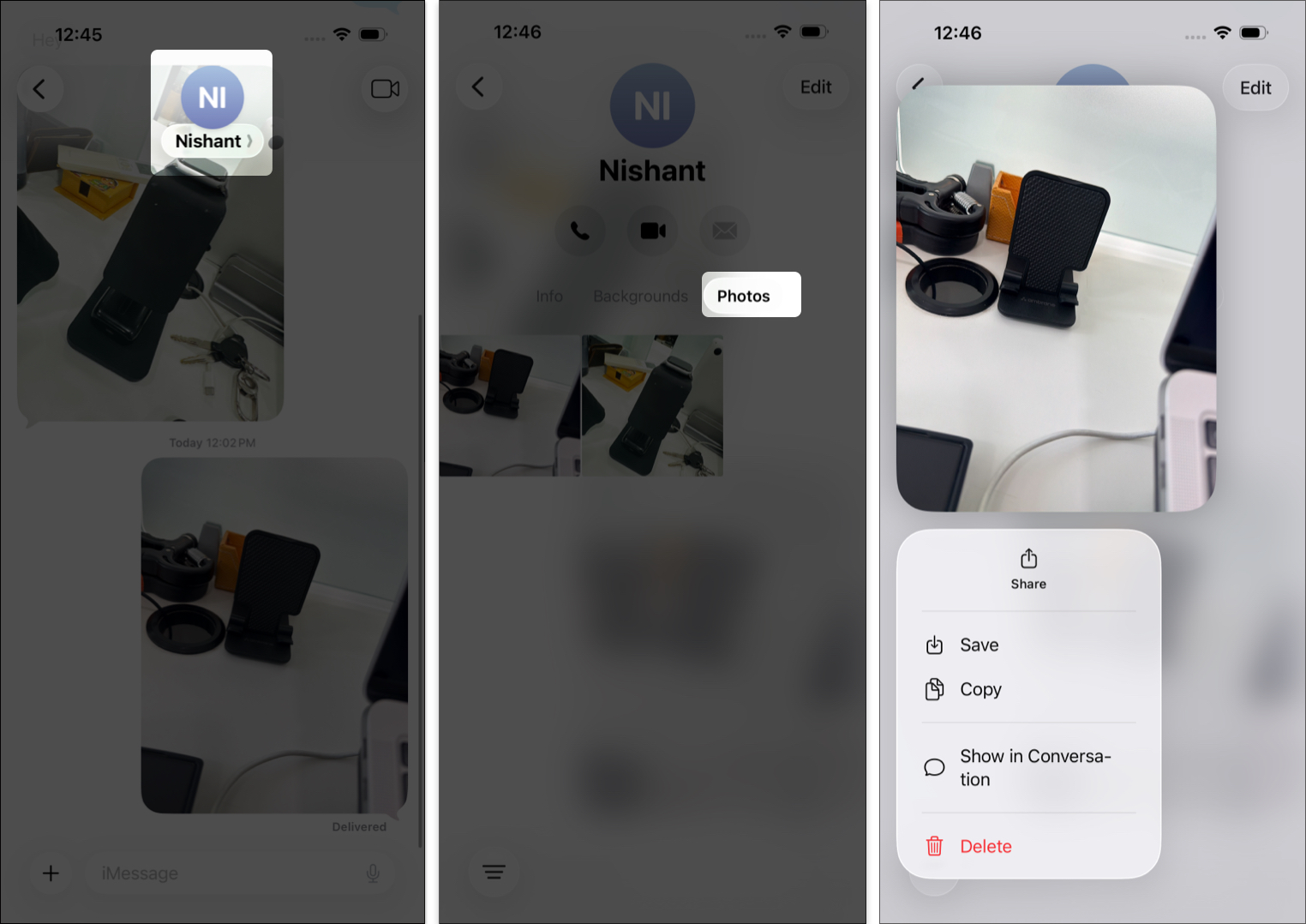 View shared photos on imessage