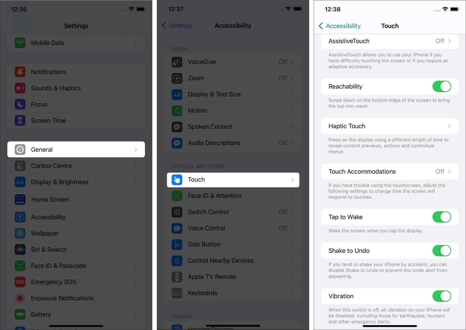 Accessibility touch on iphone