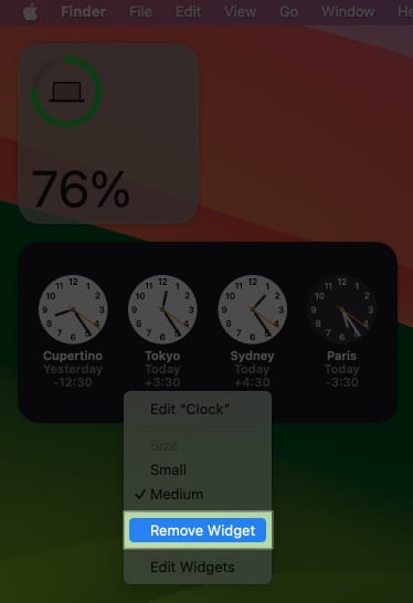 Right click on the widget your wish to remove and select Remove Widget
