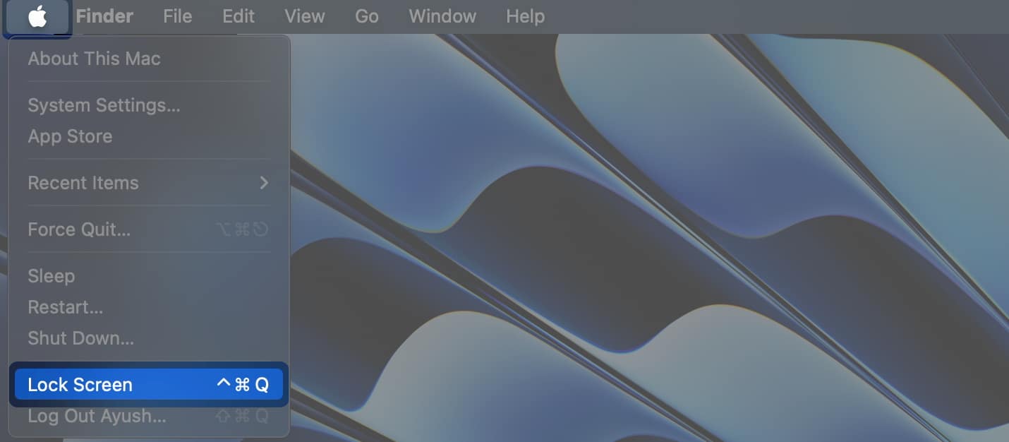 click apple logo select lock screen