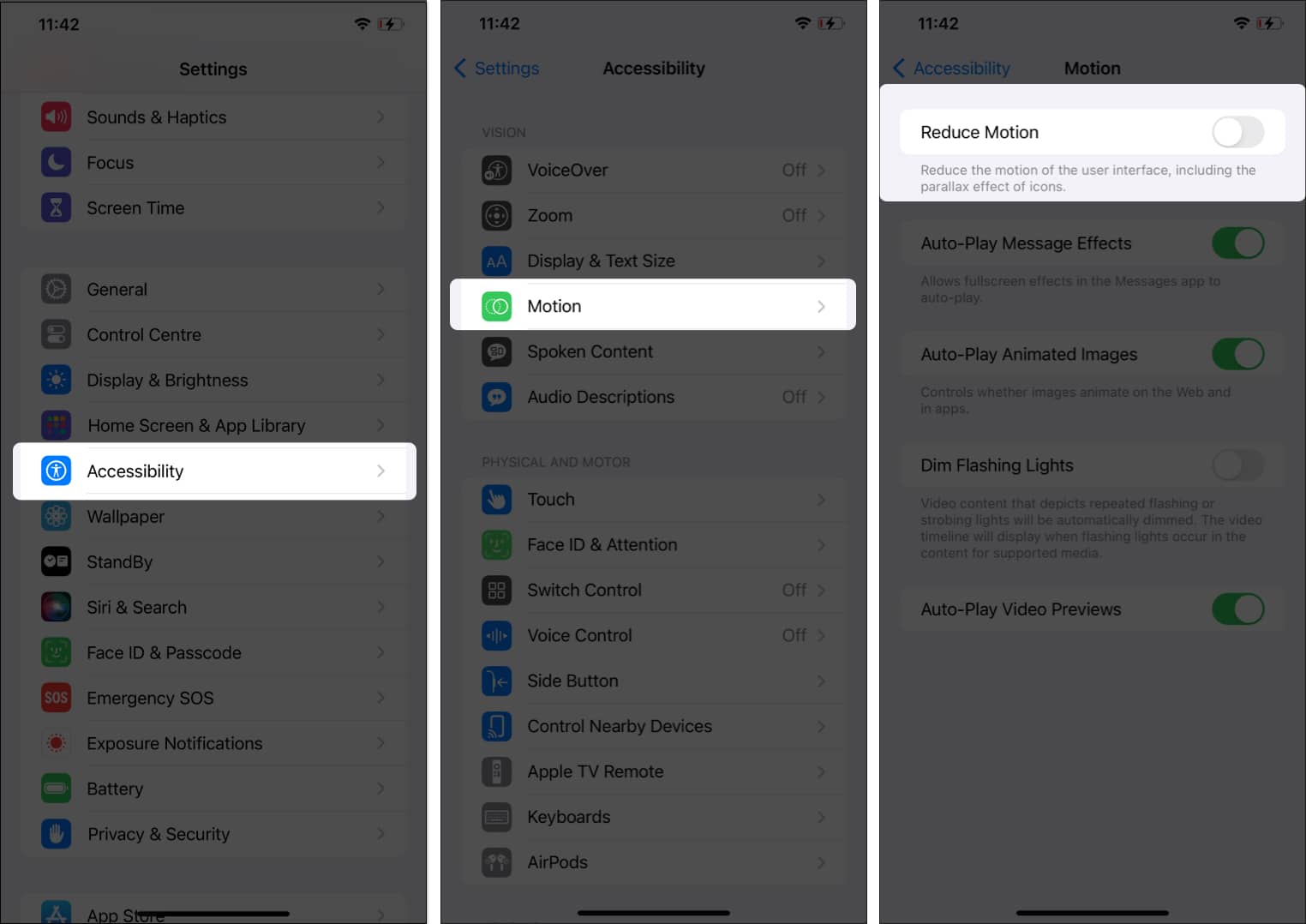 Go to Settings visit accessibility toggle off reduce motion