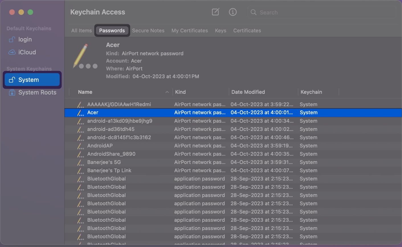 click on system from sidebar and select a password