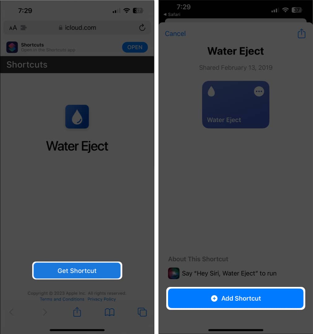 Add shortcut to eject water from iphone