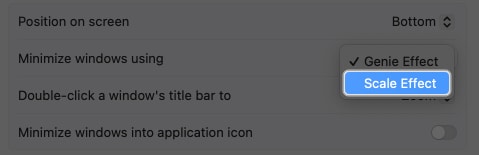 Select Scale effect for Minimize windows using