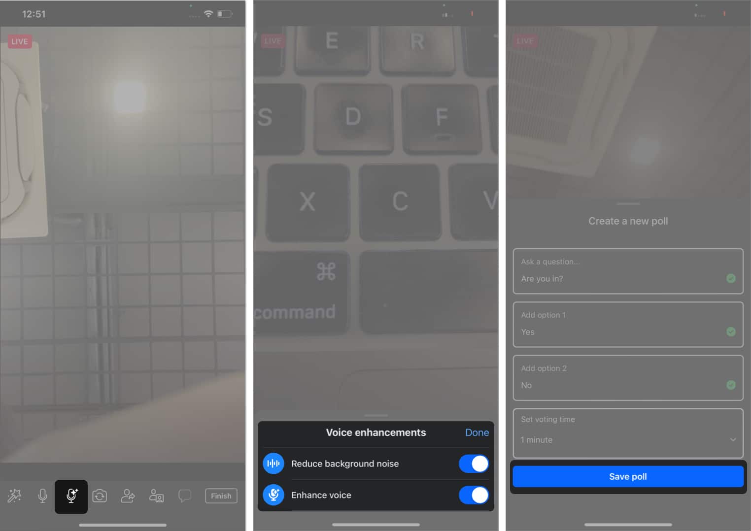 Select voice enhancement icon toggle onoff tap done