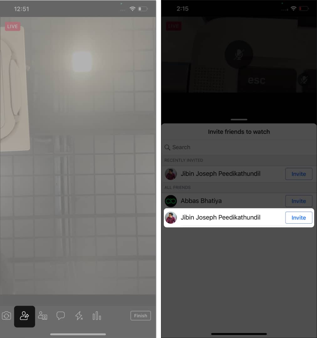 Tap invite friends select invite
